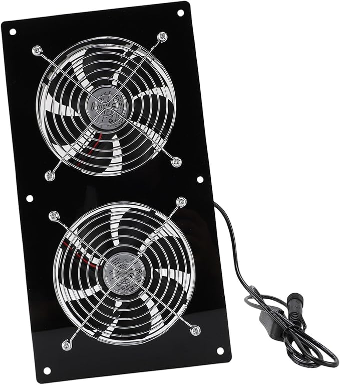 Solar Powered Dual Fan Ventilator for Chicken Coop Greenhouse, Water Proof Solar Exhaust Fan Kit for Pet House, 15W Panel Powered Shed IP67 Small Chicken Coop