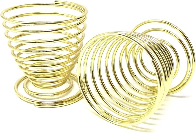 Honbay 4PCS Stainless Steel Spring Wire Tray Egg Cups Holder Serving Cup Egg Tray for Egg (gold)