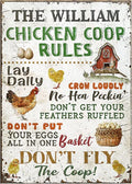 Personalized Classic Metal Chicken Coop Rules Sign, Custom Farm Sign for Chicken Family