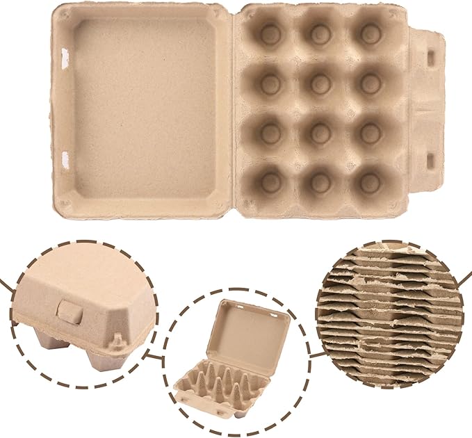 45 Pack Dozen Paper Pulp Egg Cartons, Eco-Friendly Cardboard Egg Cartons Holds Up to 12 Chicken Eggs For Storing Extra Eggs, Crafting, Parts Storage, Easter & More