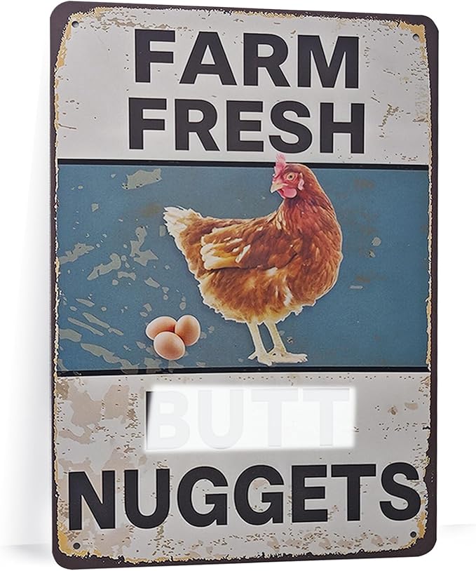 Funny Chicken Gifts Chicken, Tin Sign for Home Farm Chicken Coop Farmhouse Kitchen Garden Decor, Vintage Metal Signs Chicken Coop Signs(blue) 8 X 12 Inch