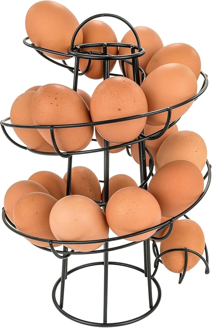 Southern Homewares Egg Skelter Deluxe Modern Spiraling Dispenser Rack - Black, Space-Saving, Durable Storage Solution for Eggs, One Size