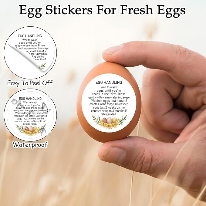 Louise Maelys 2" Egg Stickers for Fresh Farm Eggs - 500pcs Market Egg Handling Stickers Unwashed Egg Sticker Labels for Chicken Quail Farmhouse