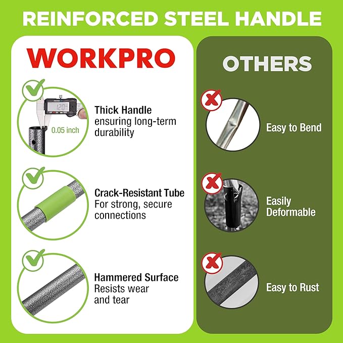 WORKPRO Lawn Leveling Rake, Heavy Duty Leveling Rake with 30” x 10” Ground Plate, Yard Leveling Rakes with 6FT Adjustable Handle, Metal Lawn Leveler for Garden, Backyard, Golf Course, Farm, Pasture