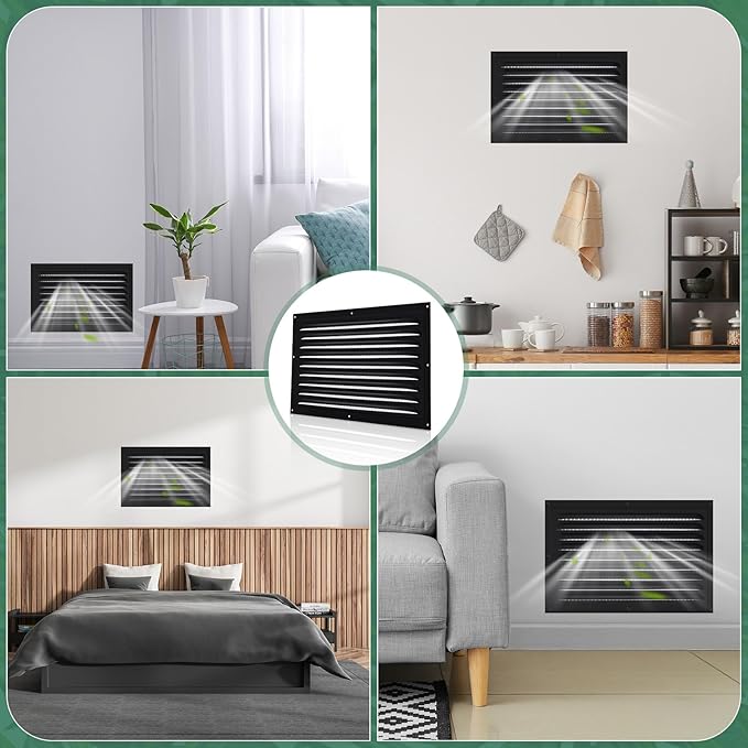 2 Pcs Aluminum Attic Vents 12" x 8" Metal Gable Wall Mesh Shed Vent with Screen Square Louver Grille for Exterior Door House Attic Garage Ceiling Chicken Coop