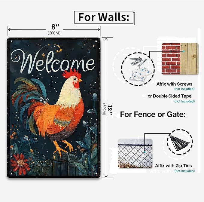 Vintage Funny Farm Metal Tin Signs Chicken Coop Sign Metal Tin Decor Chicken Coop Accessories for Home Farmhouse Kitchen Wall Decoration Chicken Lovers Gifts 8X12inch