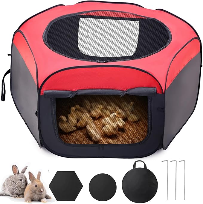 Brooder Box for Chick, Portable Baby Chicken Coop with Double Door and Zippered Cover, Small Animal Playpen Brooding Up to 15 Chicks, Ducklings, Waterproof Breathable Poultry Habitat Supplies