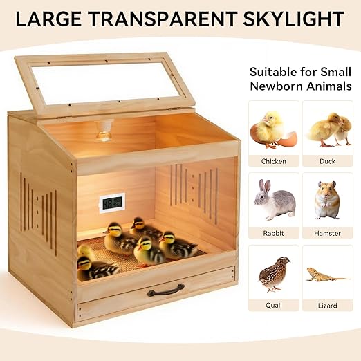 Wooden Chicken Brooder Kit & Automatic 18 Egg Incubator - Complete Poultry Raising Starter Solution, from Hatching to Brooding!