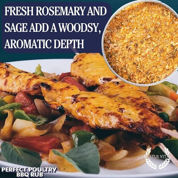 Perfect Poultry BBQ Rub | Gourmet Seasoning | Artisanal Spice Blend | 7.5 oz (212g) | All Natural | Non GMO | Small Batch | No MSG or Artificial Ingredients | Bougie BBQ | Gustus Vitae | #806