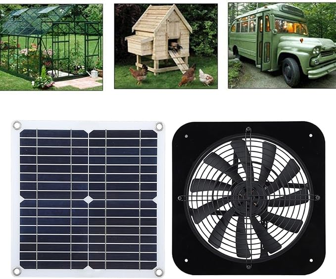 100W 18V Solar Panel Exhaust Fan 13.5 Inch Solar Powered Ventilator for Attic RV Greenhouse Pet House Chicken Coop Suitable for Indoor Outdoor Use