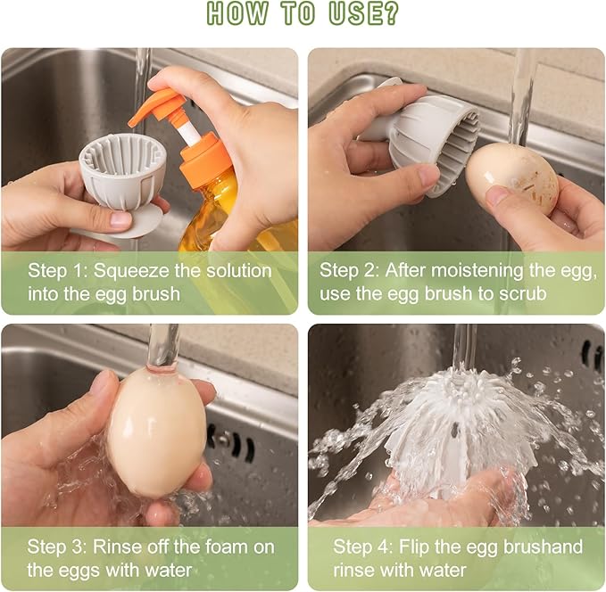 Fresh Egg Brush, Egg Cleaning Brush Silicone, Egg Washer for Fresh Eggs,Cleaning Tools for Egg Washer (Grey), 2.32