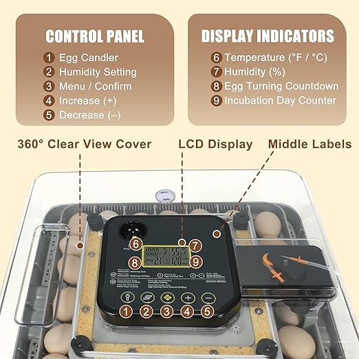 4th Gen – 48 Egg Fully Automatic Incubator, 2026 UpgradedDesign, Intelligent Sensor-Based Humidity & Temp Control, Custom Days, Adjustable Auto Turning & Stop, Chick Separator, Flexible Egg Spacing