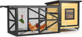 71'' Chicken Coop, Chicken House for Outside, Outdoor Duck Coop, Wooden Mobile Chicken Coops with Run & Waterproof Asphalt Roof, Wheels, Removable Tray and Hanging Chicken Feeder