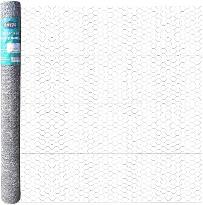 20GA Galvanized Hexagonal Poultry Netting Chicken Wire 48 inches x 50 feet x 1 inch Mesh