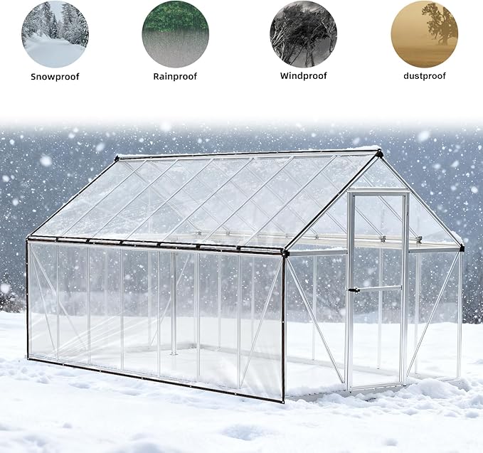 Waterproof Chicken Coop Cover for Winter, 300x200cm/6.6x10in Tear-Proof & Windproof Run Sidewalls Insulation with Rope & Cable Tie Wrap Tarp Winterizing Accessories for Outdoor Poultry Cage (Clear)