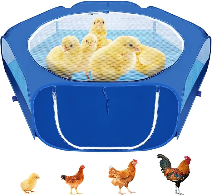 Foldable Portable Small Animals Playpen,Breathable Mesh Chicks Cage,Waterproof Chick Brooder Tent,Small Pet Pop Up Playpen Outdoor Indoor for Small Chicken Breeds Playpens