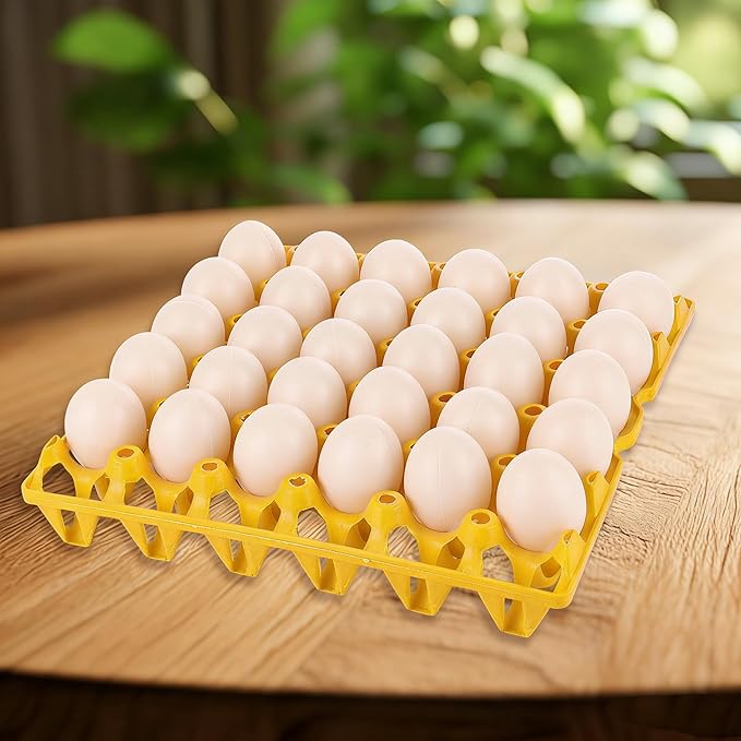 12PCS Plastic Egg Trays, 30-Cell Stackable Egg Crates, Egg Flats, Egg Cartons for Egg Packing, Storage, Shipping Fresh Eggs