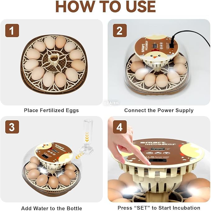 Nest I - 12 Egg Incubator for Beginners, Auto Egg Turning, Consistent Humidity with Auto-Refill Water Bottle & Stable Temp Control for Hatching Chicken, Goose, Duck, Quail, Pigeon, and Turkey