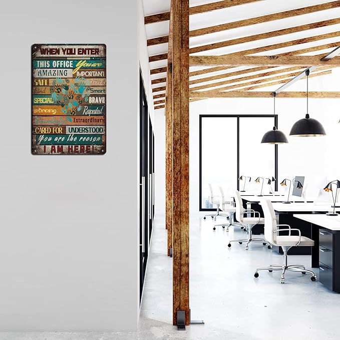 Social Worker, When You Enter This Office, You are Amazing Metal Tin Sign 8x12 inch Retro Cottage Coffee Shopping Center Office Wall Decoration inspirational Metal Plate