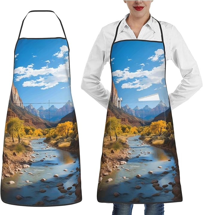 Kitchen Aprons for Men Women Waterproof Apron with 2 Pockets Tropical plants and parrots Apron Adjustable Bib Aprons