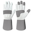 Gardening Gloves, Long Thorn Proof Garden Gloves for Women and Men, Goatskin Breathable Leather Work Gloves for Gardening, Pruning, Yard Work, Grey, M