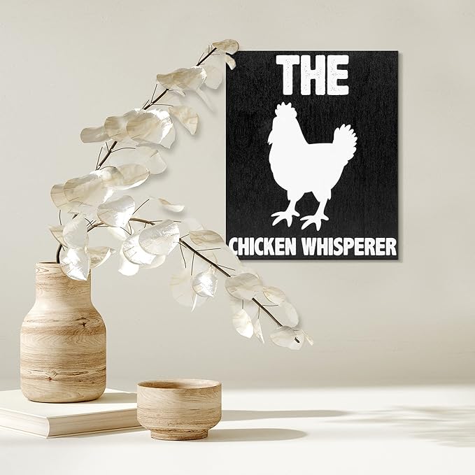 JennyGems The Chicken Whisperer Wooden Sign, Chicken Gifts and Decor, Farmhouse Wall Hanging, Made in USA