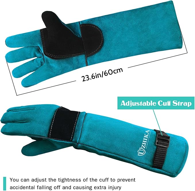 23.6 in Animal Handling Gloves, Bite Proof Scratch Resistant for Dogs, Cats, Birds, Reptiles, Vet, Grooming & Wildlife Rescue