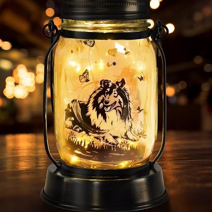 Sheltie Gifts for Women/Men Sheltie Solar Lanterns Dog Mom Birthday Dog Lovers Lantern Pet Loss Pet Memorial Lights Solar Garden Decoration for Yard, Patio,Backyard,Porch Torches