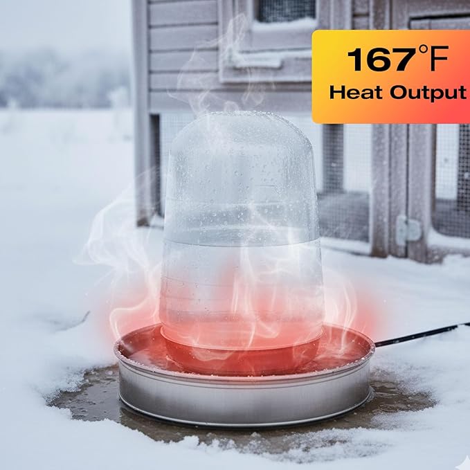 H&G lifestyles Chicken Water Heater, Heated Chicken Waterer,Poultry Water Heater for Winter, Compatible with 5 Gallons Chicken Waterer,13 Inches Stainless Steel Chicken Water Heater Base