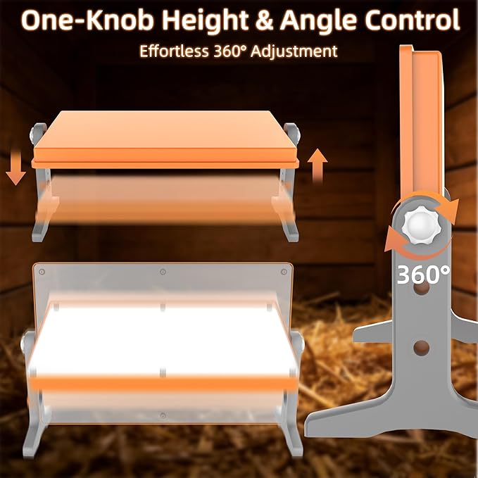 Chick Brooder Heater Plate – 12" x 8" Adjustable Height & Temperature Poultry Warmer for Up to 10 Chicks, Brooder Heating Plate for Chicks and Ducklings, Orange