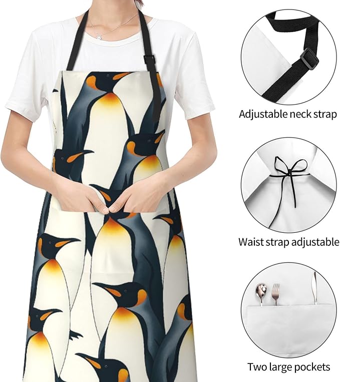 Serene Swan In Stream Adjustable Waterproof Apron Work Cooking Apron With Pockets For Men Women