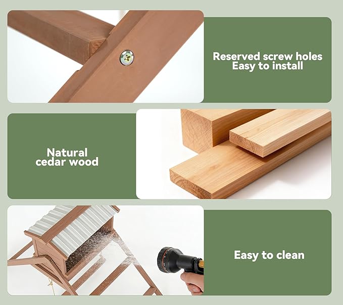 Chicken Perch for Coop, 3 in 1 Design-Nesting Box with All Weather PVC Roof+Perches+Swing, Indoor & Outdoor Roosting Bar