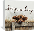 Highland Cow Bathroom Decor Sign - Farmhouse Western Animal Bathroom Decor,Rustic Farm Animal Hay Girl Hay Signs,Highland Cow Gifts for Women Signs & Plaques