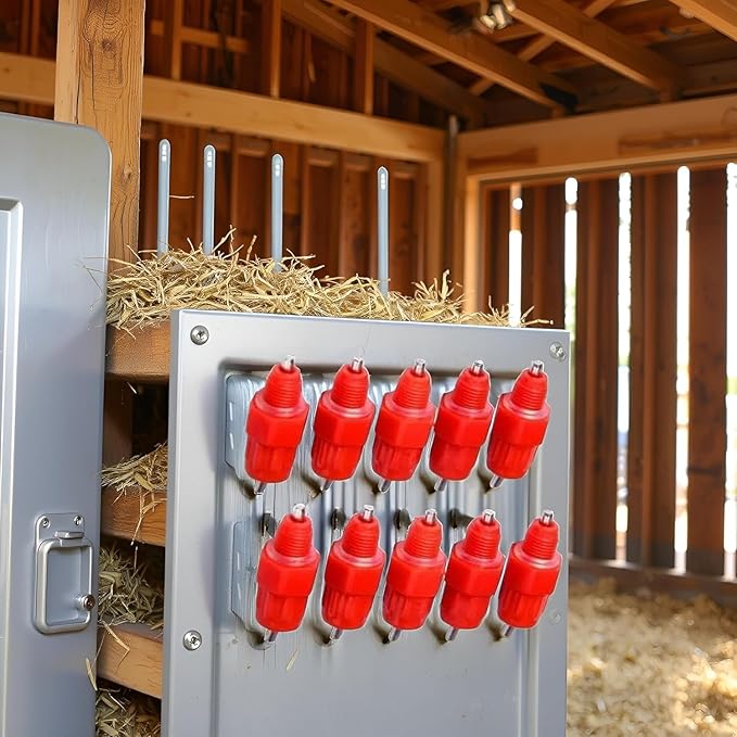 10Pcs Red Automatic Poultry Watering Nipples, Chicken Drinker System,Poultry Feeding and Watering Supplies