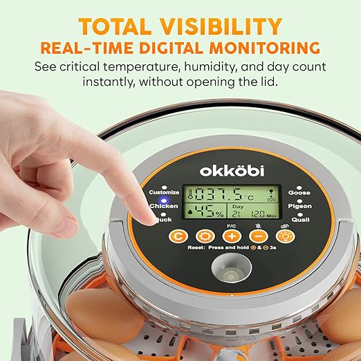 12 Egg Incubator with Automatic Egg Turning and Humidity Control – Temperature Adjustment – incubators for Hatching Eggs – Built-in Egg Candler – Incubadora de Huevos de Gallina – Easy to Use