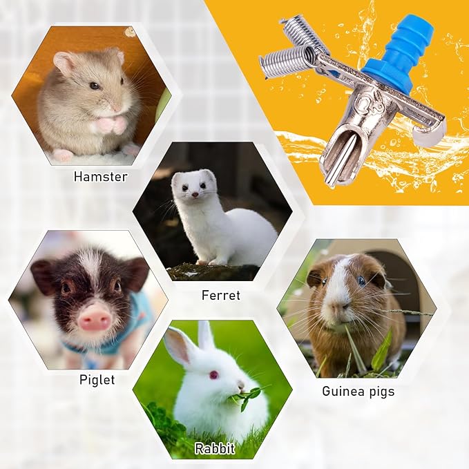 Automatic Rabbit Watering System Kit Include 20 Rabbit Nipple Drinker, 39ft Hose, Hole Opener, Barb Valve Fitting to G 1/2'' Connector, Bunny Small Animal Water Dispenser (Blue, 20Pcs)