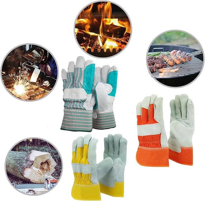 L&M Leather Work Welding Gloves Fire Heat Resistant Cowhide Cotton Lined,Mig,Tig,Stick Forge,BBQ Grill,Fireplace 11 Inch