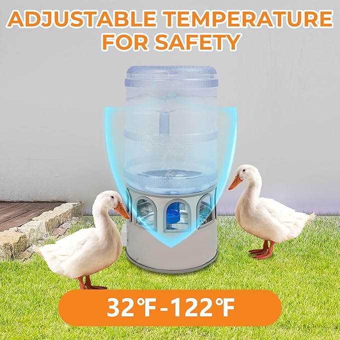 Heated Chicken Waterer 5 Gallon Chicken Waterer for Winter Temp Controlling for Chickens Heated Water Bowl for Chickens, Ducks, Pigeons Geese and Chicken Coop with Buckets