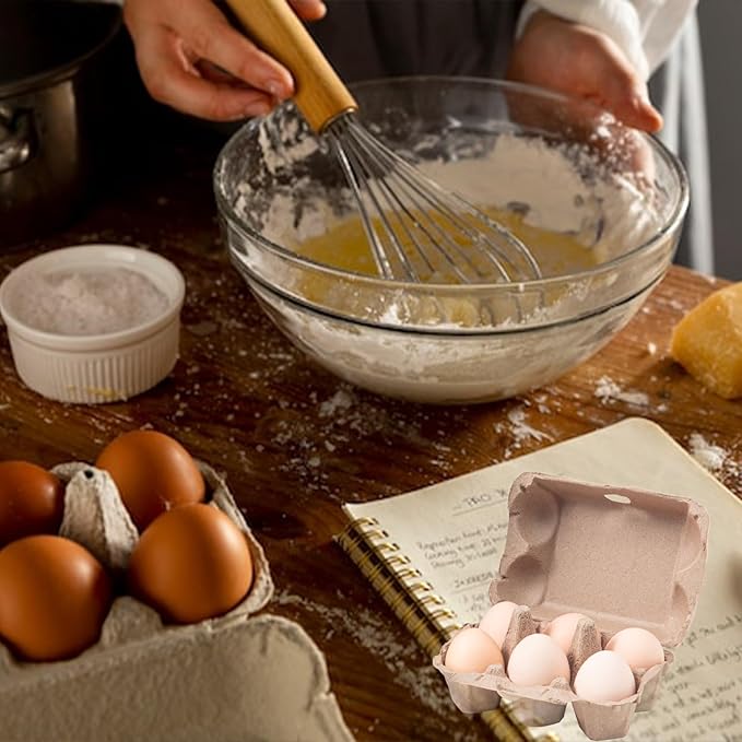 20 Pack Egg Cartons Bulk, 2x3 Style Reusable Empty Natural Paper Pulp Egg Cartons, Sturdy Design Egg Holder Containers for Fresh Chicken Eggs