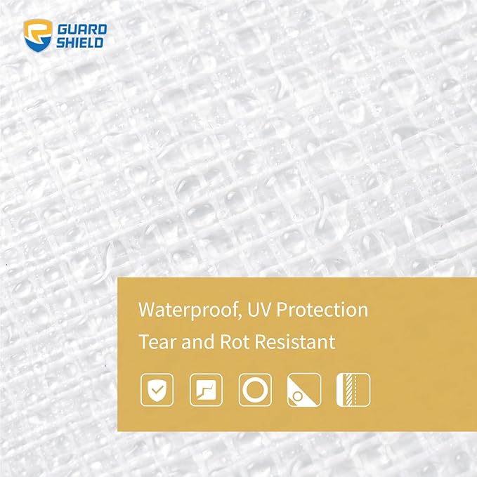 GUARD SHIELD Clear White Tarp Heavy Duty 10x20 Feet Waterproof for Greenhouse Outdoor Garden Poly Cover UV Resistant 3x3 Weave 10mil