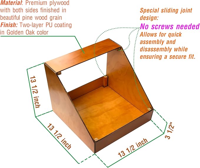 Wooden Chicken Nesting Box – Easy No-Screw Slot Assembly, Durable Plywood with PU Finish, Fits Most Nesting Pads, Secure & Comfortable Design for Hens