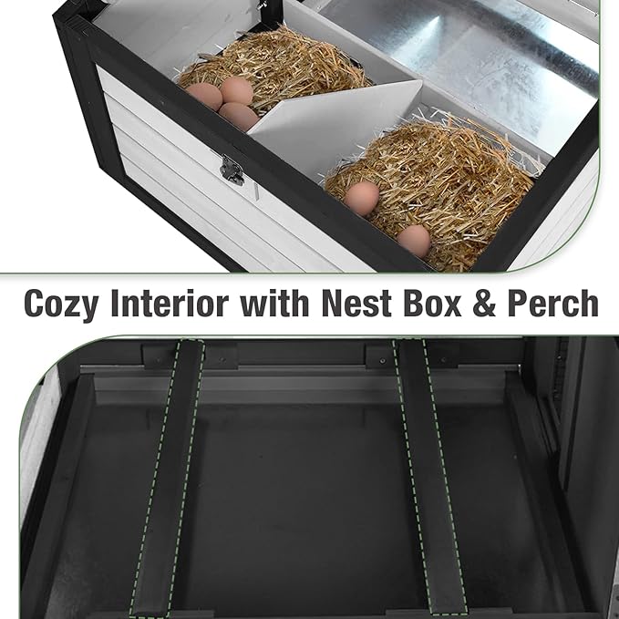 Mobile Chicken Coop Wooden with Wheels, Expandable Outdoor Chicken Tractor with Nesting Box & Pull-Out Tray, Easy-Clean Poultry Coop for 2–3 Chickens & Ducks