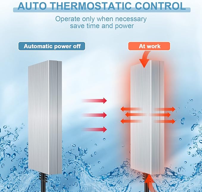 250W Chicken Water Heater – Submersible Aluminum De-Icer with Automatic Thermostat, Prevents Freezing