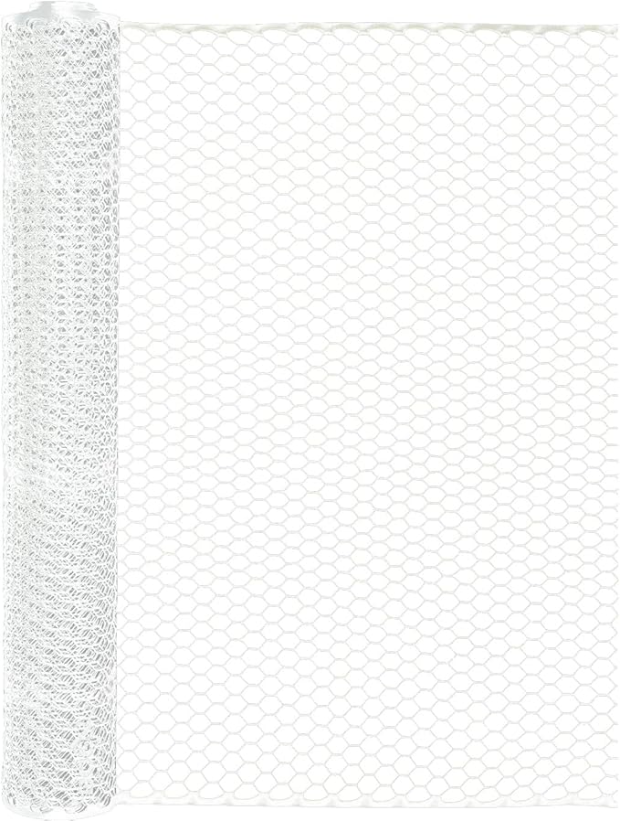 Boen - Plastic Hex Chicken Wire Mesh Temporary Fence Roll (3' x 25' - White) - Plastic Fence Poultry Netting for Temporary or Semi Permanent Enclosures, Deer Netting Fence, Construction Fencing