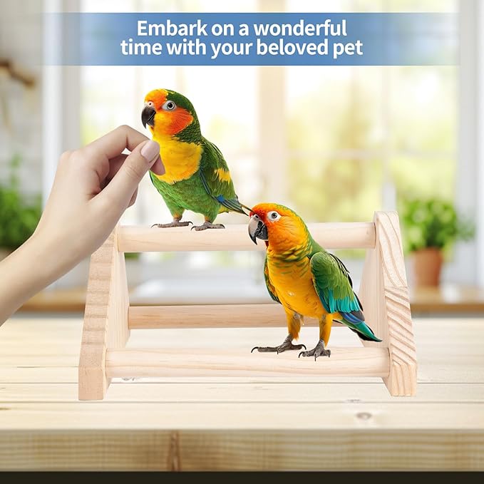 Chicken Roosting Perch - Chicken Coop Accessories & Supplies for Chicks - Natural Solid Pine Wood, Hand - Polished - Ideal Roosting Toy for Birds, Chicks & Parrots