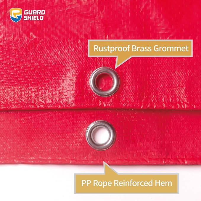 GUARD SHIELD Red Tarp 6x8 Feet Tarps High Visibility Outdoor Poly Cover Lightweight 6mil