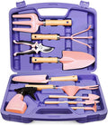 12-Piece Womens Gardening Tools Gift Set, Rust-Proof & Heavy-Duty Garden Tools with Durable Carrying Case, Fashionable & Thoughtful Gardening Gifts for Women&Men (Purple-Pink)