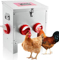 25LB Large Automatic Chicken Feeder Galvanized Metal Chicken Feeders with 4 Feeding Ports No Waste Outdoor Poultry Feeder with Handle and Locking Lid for Chickens and Ducks