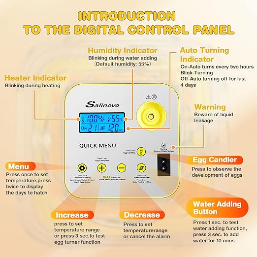 Sailnovo 12 Egg Incubators for Hatching Egg with Auto Egg Turning and Auto Humidification,Incubator for Chicken Eggs,Temperature Control, Egg Candler,Ideal for Farm,School and Lab