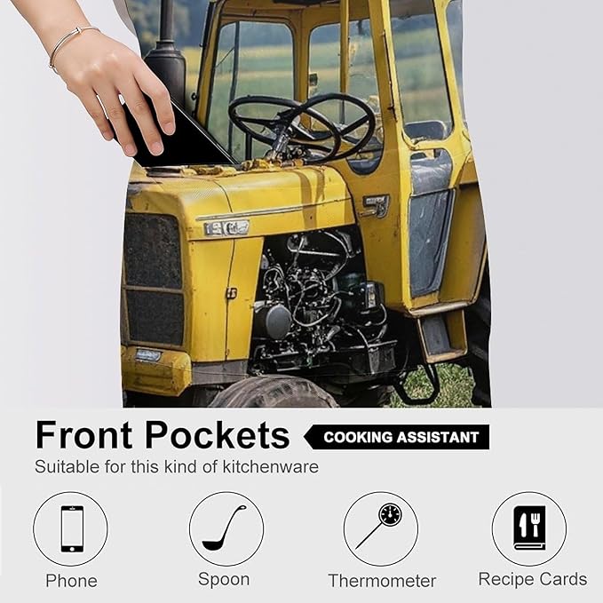 Waterproof Apron Adjustable Bib Aprons with Pockets Smiling Apron Kitchen Aprons for Women Men